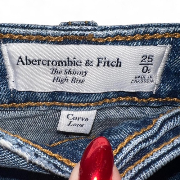 Abercrombie & Fitch The Skinny High Rise Distressed Jeans – Size 25 (0 Short) - Picture 8 of 8